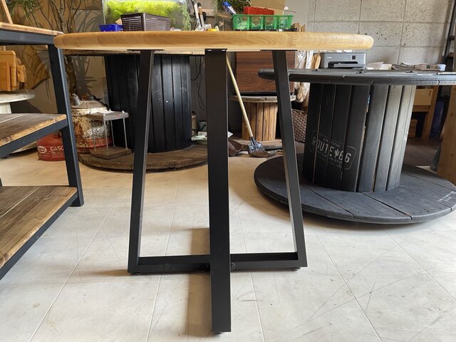 在庫あり 即納 丸テーブル 机 リビング ナチュラル アイアン カフェ