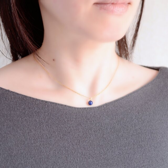 つけっぱなしOK！ ラピスラズリ 一粒ネックレス サージカル