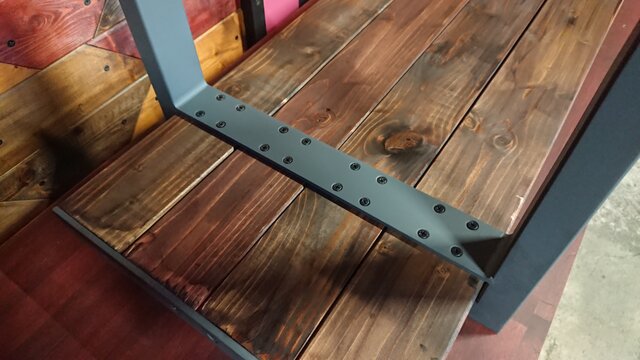 マットブラックでアイアンなお洒落ベンチ♪ 38×356×1832×400mm 組立式