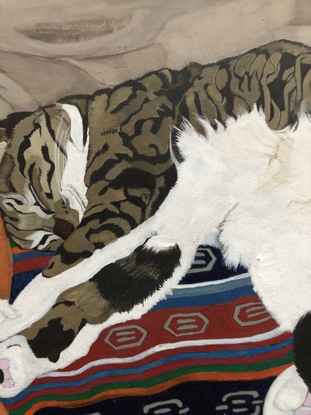 「寝っころがるグリコ 」猫イラスト（原画） 猫イラスト「寝っころがるグリコ」原画 | iichi 日々の暮らしを