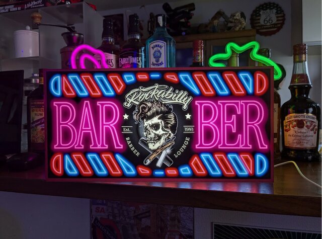 【Lサイズ】バーバー 理容室 床屋 ビンテージ ロカビリー 看板 ライトBOX Lサイズ】バーバー 理容室 床屋 ビンテージ ロカビリー 看板 ライトBOX