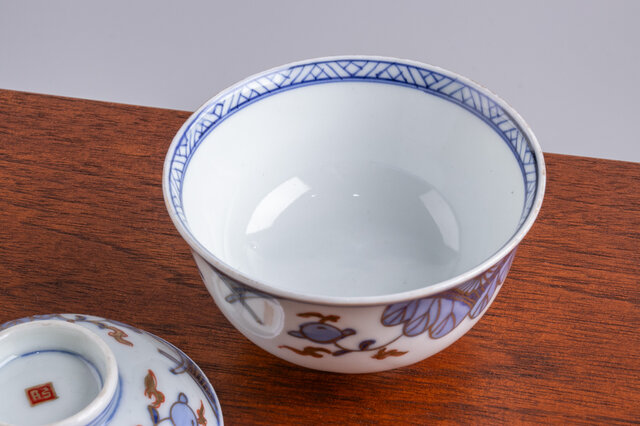 近】時代 皇族家 染付菊花尽 煎茶碗 10客揃 伊万里・古平戸 50941古