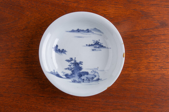古伊万里 染付 楼閣山水文 五寸皿 江戸中期 | iichi 日々の暮らしを