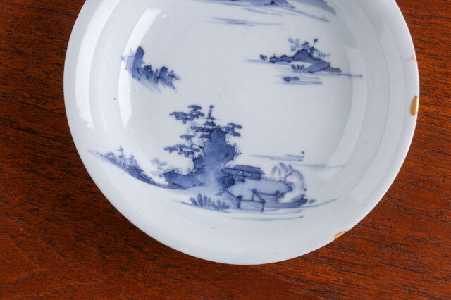 古伊万里 染付 楼閣山水文 五寸皿 江戸中期 | iichi 日々の暮らしを