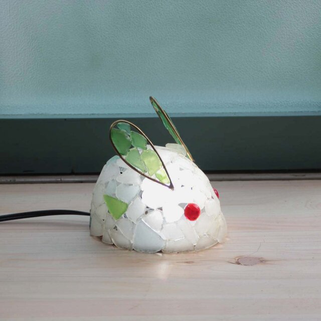 シーグラスのランプ　まるみみミニうさぎのランプ-3