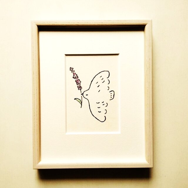 特集掲載＊イラスト 原画「幸せを運ぶ（ラベンダー）」水彩｜絵画