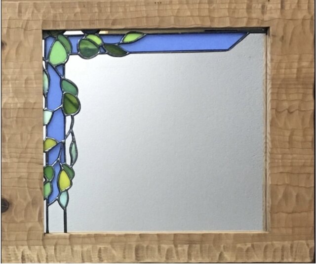 ミラー リーフデザイン 鏡 木枠 ステンドグラス 【一点もの】 | iichi