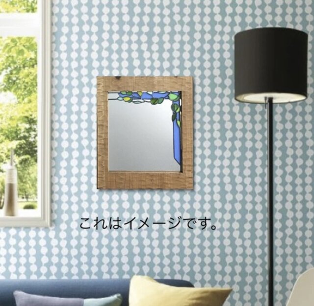 ミラー リーフデザイン 鏡 木枠 ステンドグラス 【一点もの】 | iichi