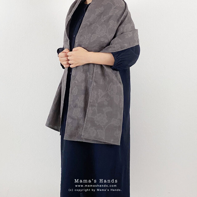 ⭐️2点売れました⭐️ おしゃれな くすみ グレー 花柄 織り コットン ダブルガーゼ 綿100% ストール