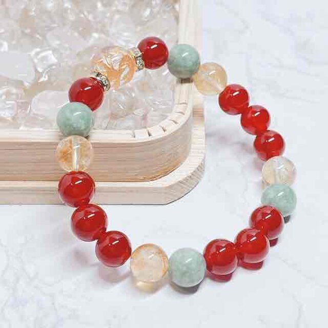 【健康財運繁栄守護】紫檀木如意、紅翡翠梅花、黄翡翠如意ビーズと元宝手編ブレス 健康財運繁栄守護】紫檀木如意、紅翡翠梅花、黄翡翠如意ビーズと元宝手