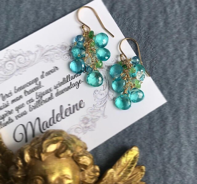 １4Kgf天然石『夏来い！』小さな海のピアスチャーム 14kgf〉カプリ島の海のピアス | iichi 日々の暮らしを心地よくする