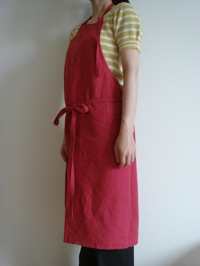 ☆T様オーダー品♪リネン：丈95ｃｍ　ベリーのエプロン☆