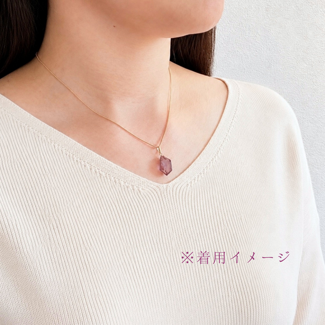 K18 約15mmランダム変形カット アメシスト/紫水晶 天然石ネックレス