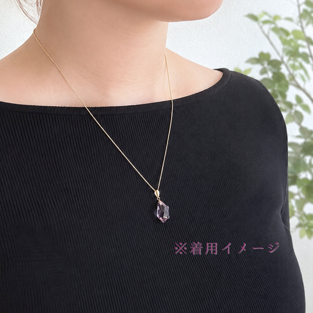 K18 約15mmランダム変形カット アメシスト/紫水晶 天然石ネックレス