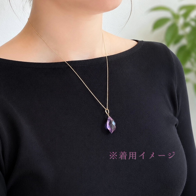 K18 約20mmランダム変形カット アメシスト/紫水晶 天然石ネックレス