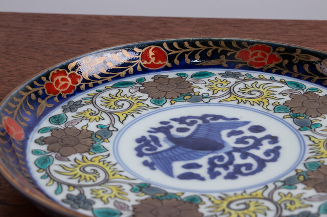 古伊万里 皿 飾皿 鳳凰文 色絵 金襴手 ヴィンテージ 沸く 骨董