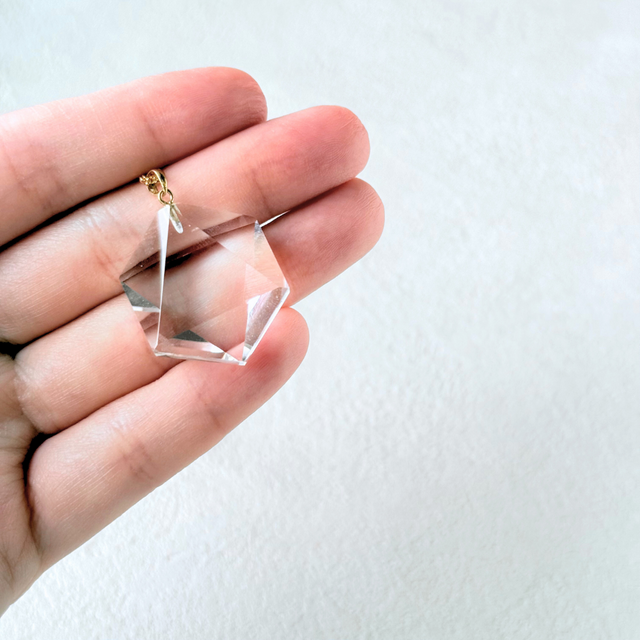 K18 26mm 六芒星 クォーツ/白水晶 天然石ネックレス - 六芒星 L