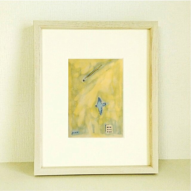鳥の絵｜原画「流星」※木製額縁入り（インチサイズ）