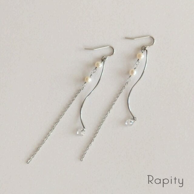 金属アレルギー対応★サージカルステンレス  淡水パールデザインピアス