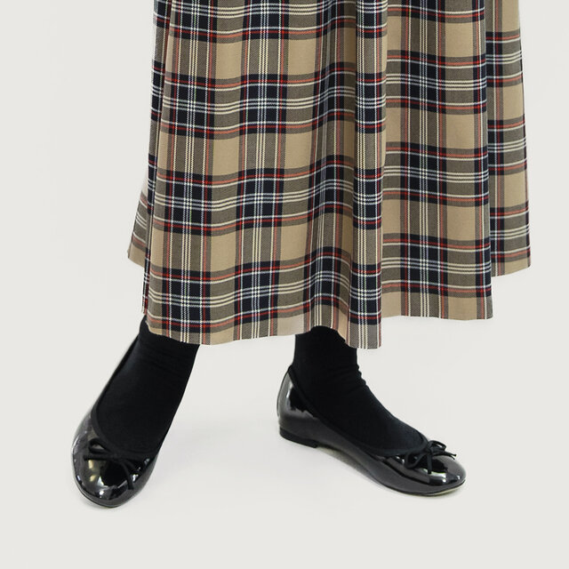 ●SALE20%OFF●ベージュで上質なタータンチェックを楽しむ ロングスカート ●ROSIE-SK●