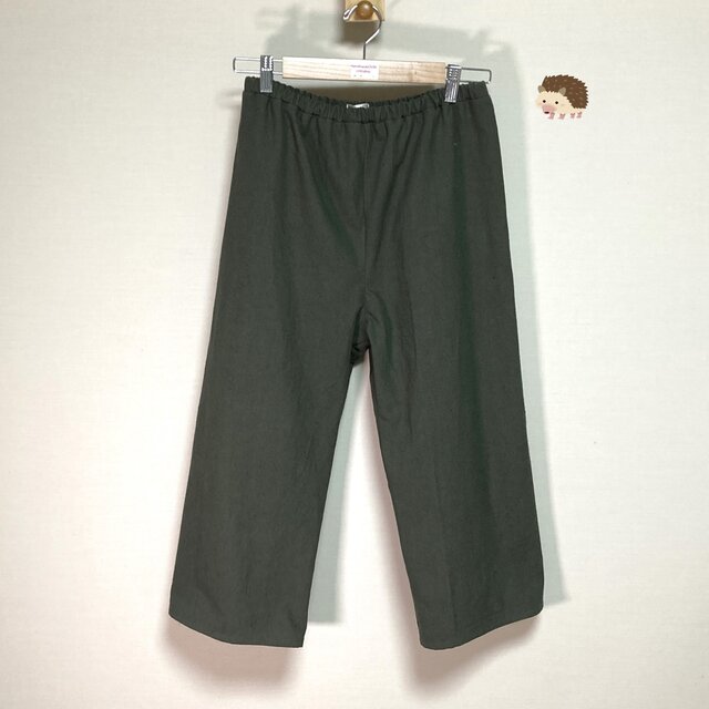 イージーパンツ　ストレート【やわらかコットンリネン】オリーブ◆M・Ⅼ・LL・ワイドフリー★4サイズ★