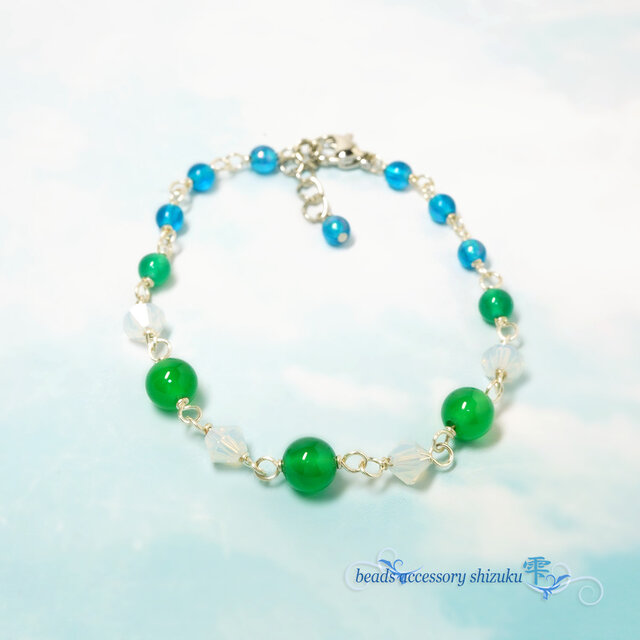 天然石ブレスレットP＊グリーンオニキス