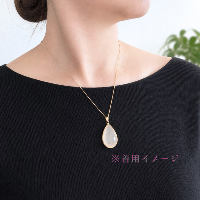 K18 30mm 無垢 ローズクォーツ/紅水晶 天然石ネックレス - つゆ