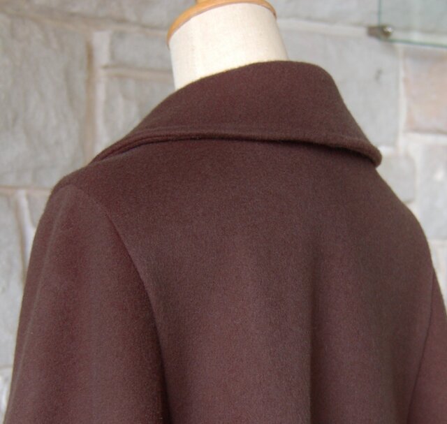 美品✨ ウール カシミヤ　ポンチョ　ケープコート　イタリヤ製　ゆったり　ブラウン Merfirge ポンチョ ケープ カシミヤ ウール SAGA フォックス ファー付