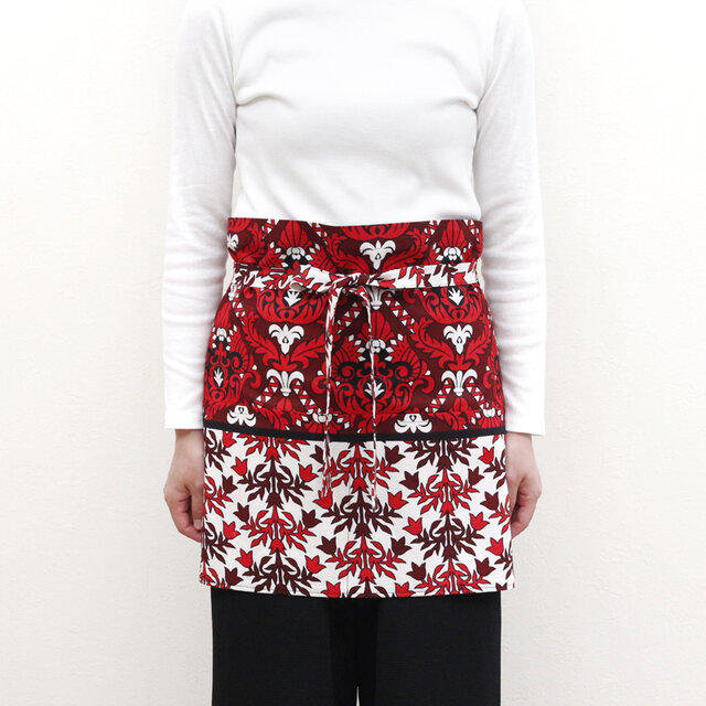 カンガのカフェエプロン（ダマスク）エプロン アフリカ布 母の日
