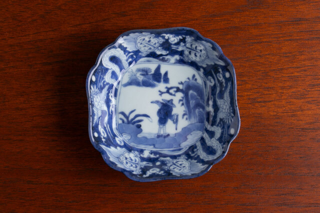 古伊万里 染付 山水鶴亀文 四方皿 江戸後期 E948 | iichi 日々の