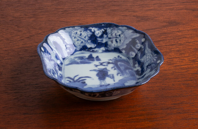 古伊万里 染付 山水鶴亀文 四方皿 江戸後期 E948 | iichi 日々の