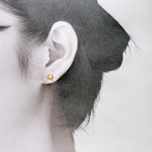 6mm シンプル ローズクォーツ/紅水晶 K18GP RHP 天然石ピアス - petitS