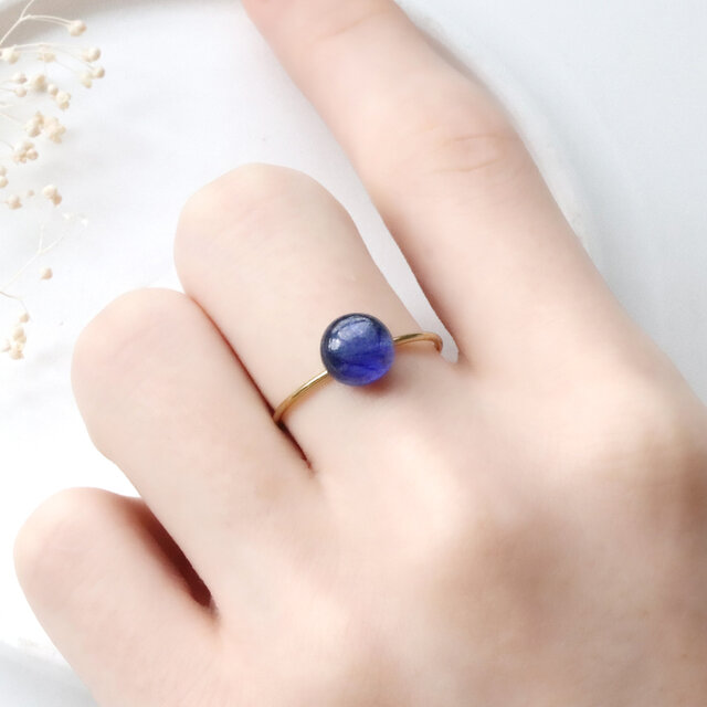 深い青の一粒 8mm ブルーサファイア フリーサイズリング｜天然石｜9月