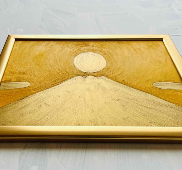 勝利・金運】開運画「金富士1」横・特大・原画・油彩絵画