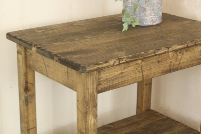 ダメージ加工 アンティーク風サイドテーブルラック エボニー色 | iichi