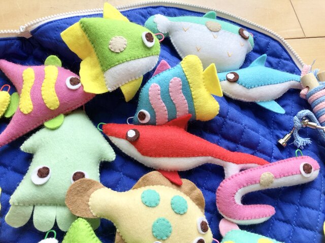 受注制作】フェルト さかなつり 手作りキット （おさかな28匹