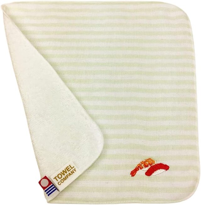 タオル　今治タオル　 和の物めぐり　寿司　グリーン×白　綿100％　 23cm×23cm