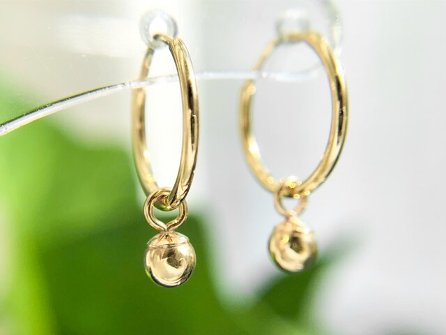 K18 ヴィンテージフープピアス K18 中折れ式フープピアス(14.5mmペアシェープ)(sap145k