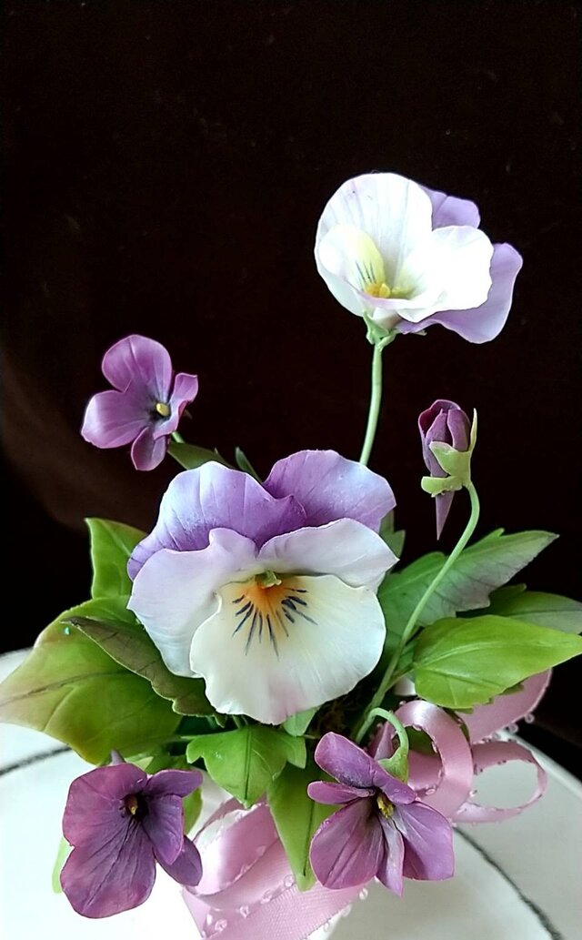 ☆クレイフラワー作品（ビオラとスミレ）☆ | iichi 日々の