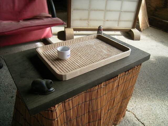 我谷盆 No.27 我谷盆 中 390mm × 270mm わがたぼん クリのお盆 鉄染め