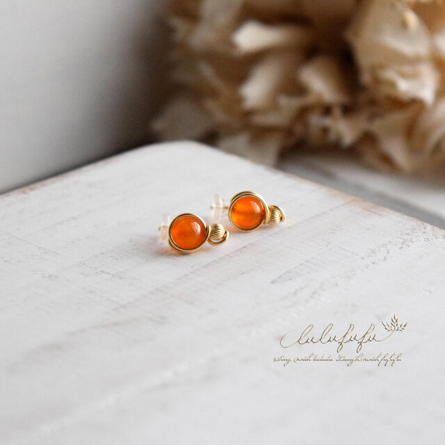 14kgf 星のささやき☆イヤリング～カーネリアンのコピー