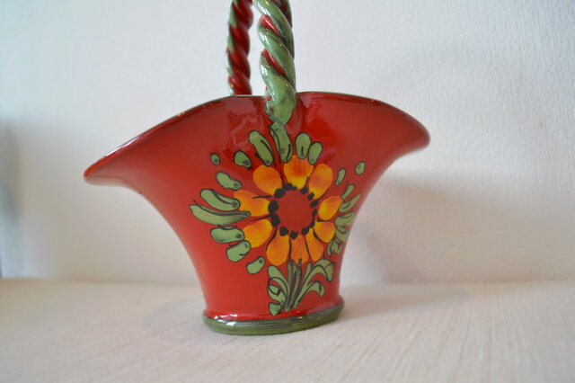 イタリア製取っ手付き花器 花入れ 果物入れ ドライフラワー入れ