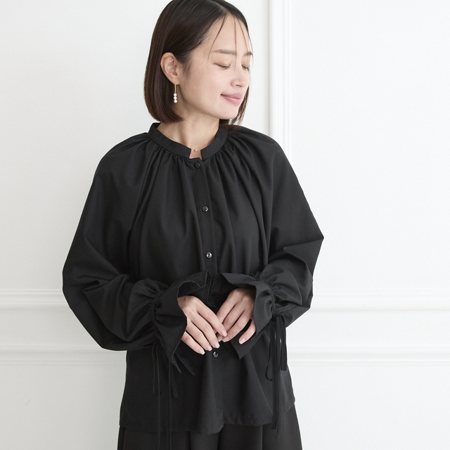 12closet ブラックリボンブラウス 12closet ブラックリボンブラウス 手洗い可】シアーリボンブラウス