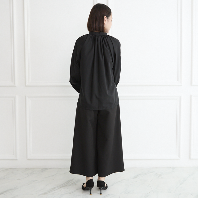 式典〜普段着も◎ 大人可愛い 袖リボン ブラウス ブラック シワになり