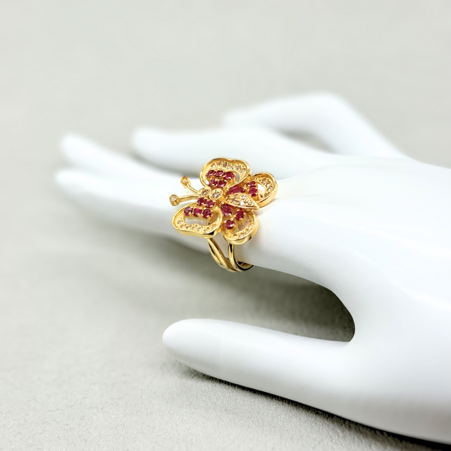 ラス1 23×21mm ルビー/紅玉 ダイヤモンド/金剛石 K18 天然石