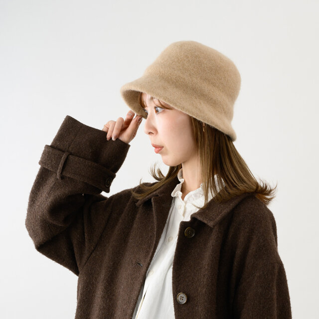 Berta ベルタ アンゴラ混 起毛 クロッシェ YOKOI BERET キャメル [YO-BR018-CA]