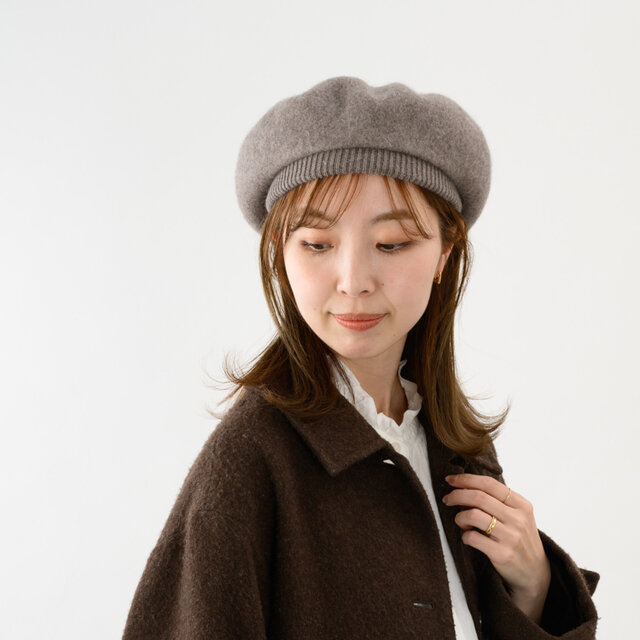 Celia セリア アンゴラ混 起毛 リブベレー YOKOI BERET モカ [YO-BR019-MO]