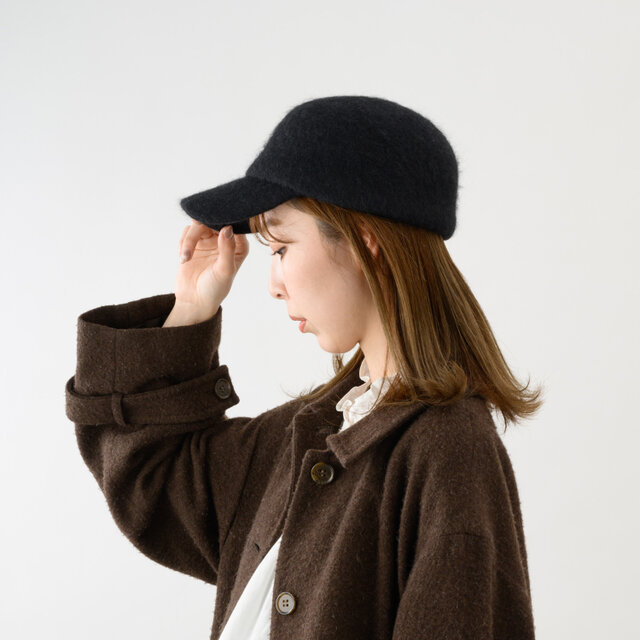 Blanka ブランカ アンゴラ混 起毛 キャップ YOKOI BERET ブラック [YO-BR020-BK]