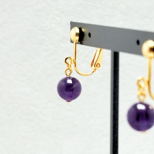 8mm シンプル アメジスト/紫水晶 K18GP イヤリング - ベリーM | iichi