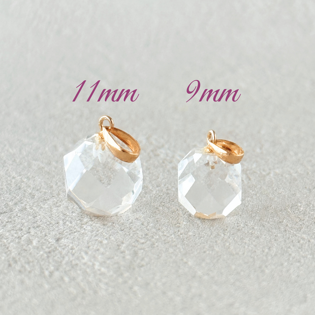 K18 11mm ブリリアントカット クォーツ/白水晶 天然石ネックレス - 光